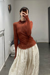 BASERANGE Tiger Cardigan Turtleneck Sweater TOTST-CG-AU23 Burn Pompom